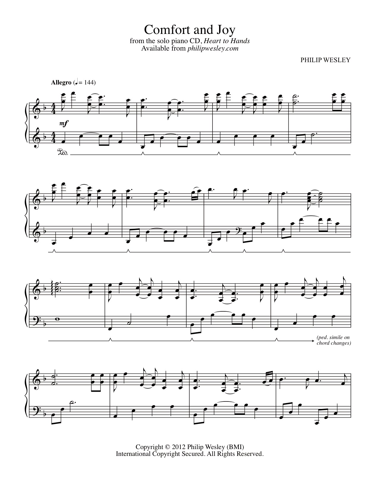 Comfort and Joy - Heart to Hands - Sheet Music