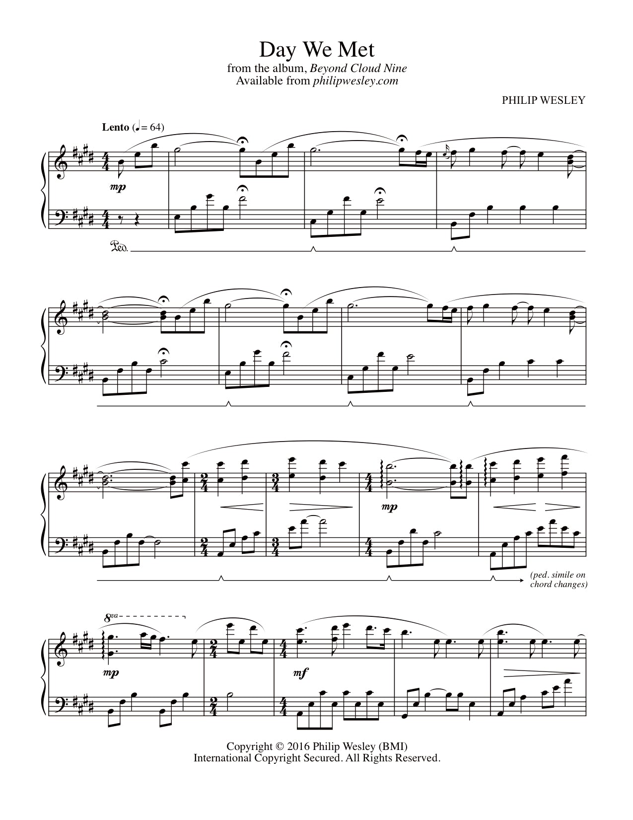 Day We Met - Beyond Cloud Nine - Sheet Music