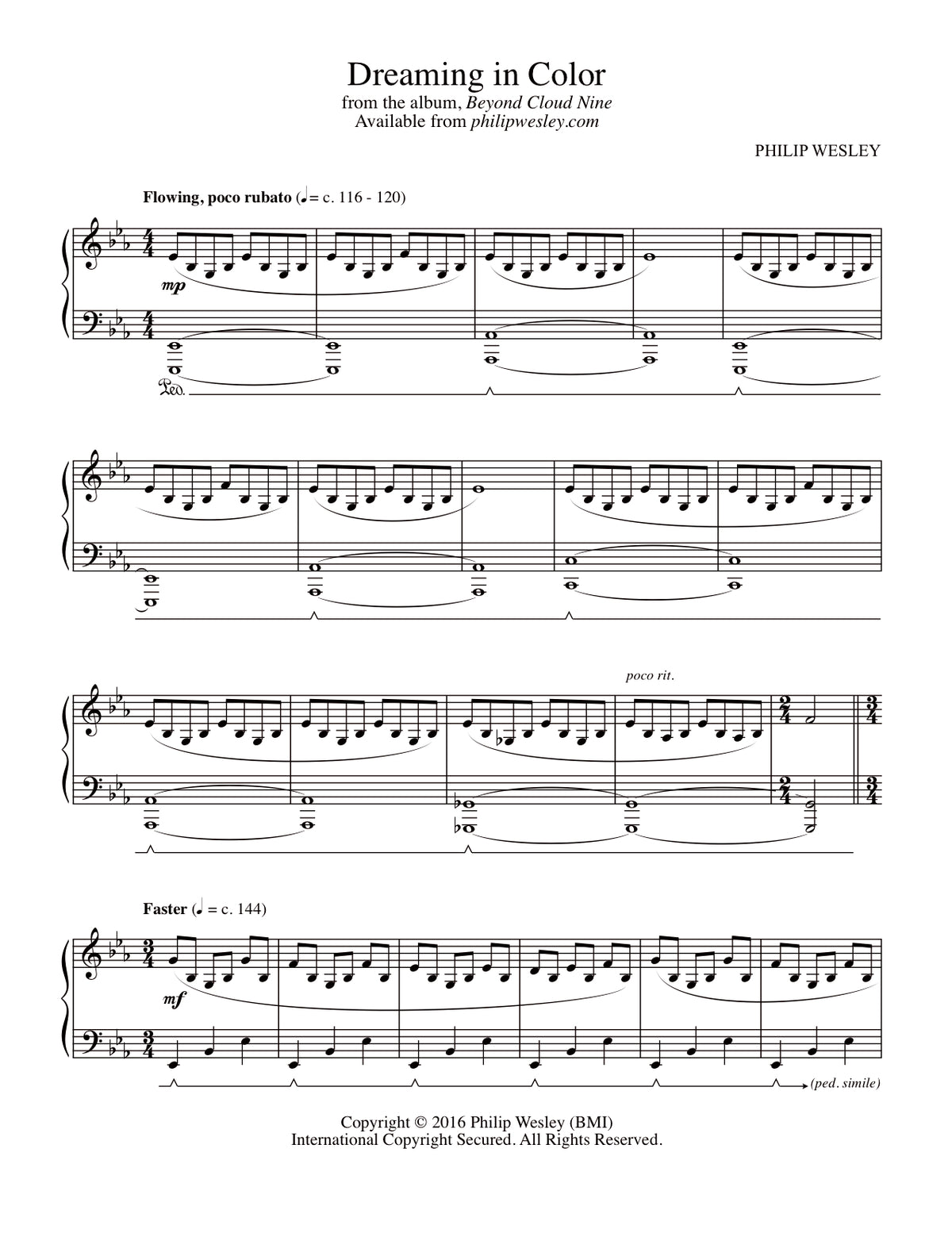 Dreaming in Color - Beyond Cloud Nine - Sheet Music – philipwesley