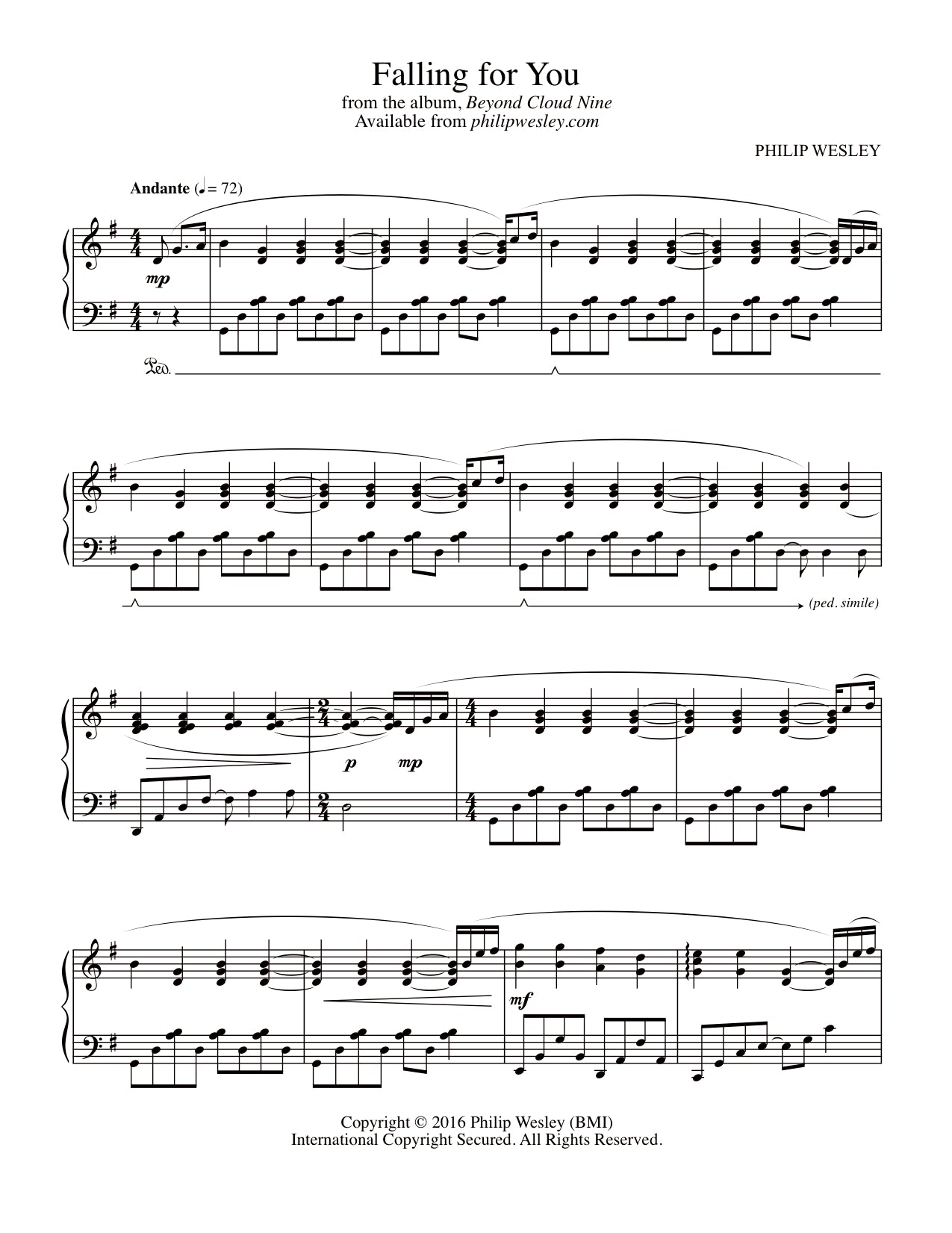 Falling for You - Beyond Cloud Nine - Sheet Music