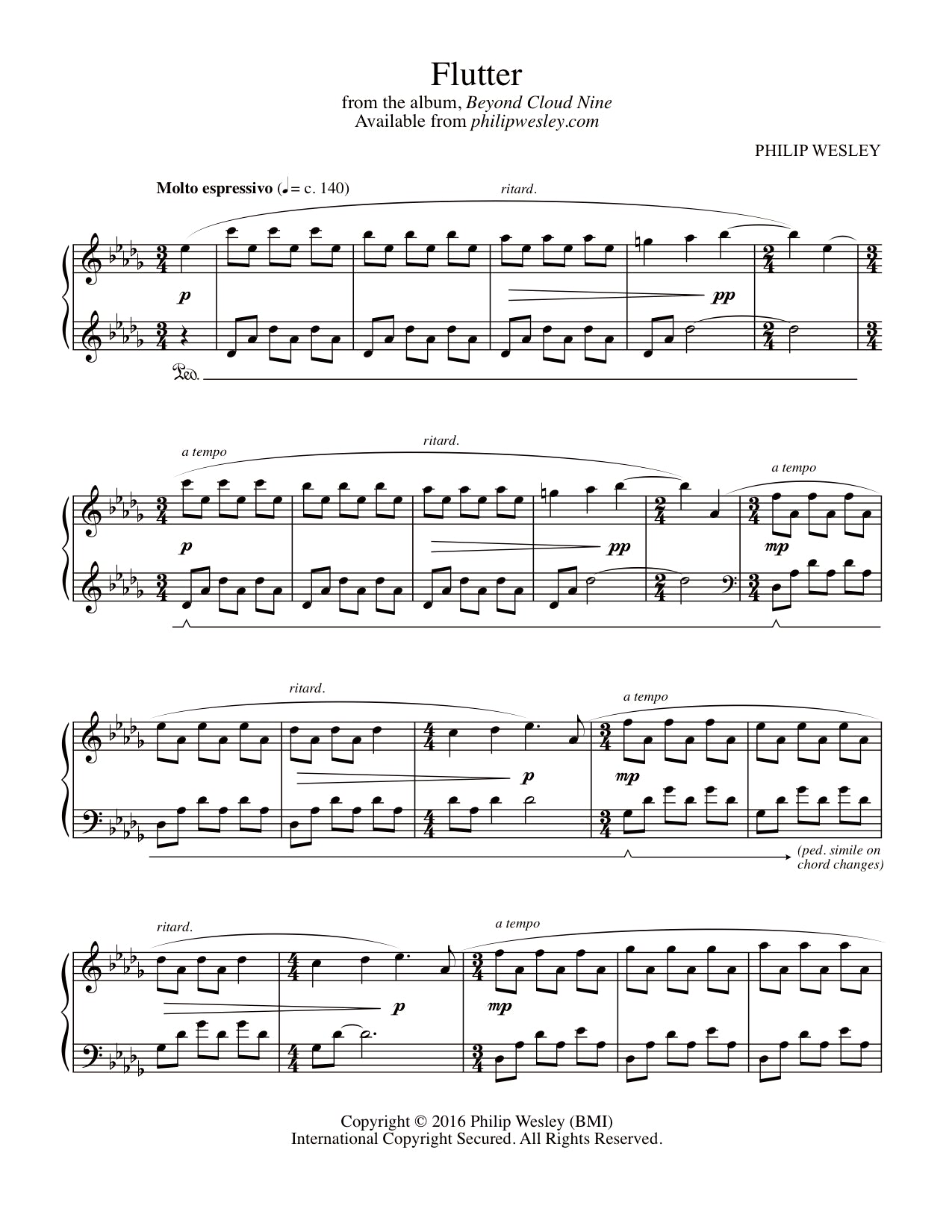 Flutter - Beyond Cloud Nine - Sheet Music