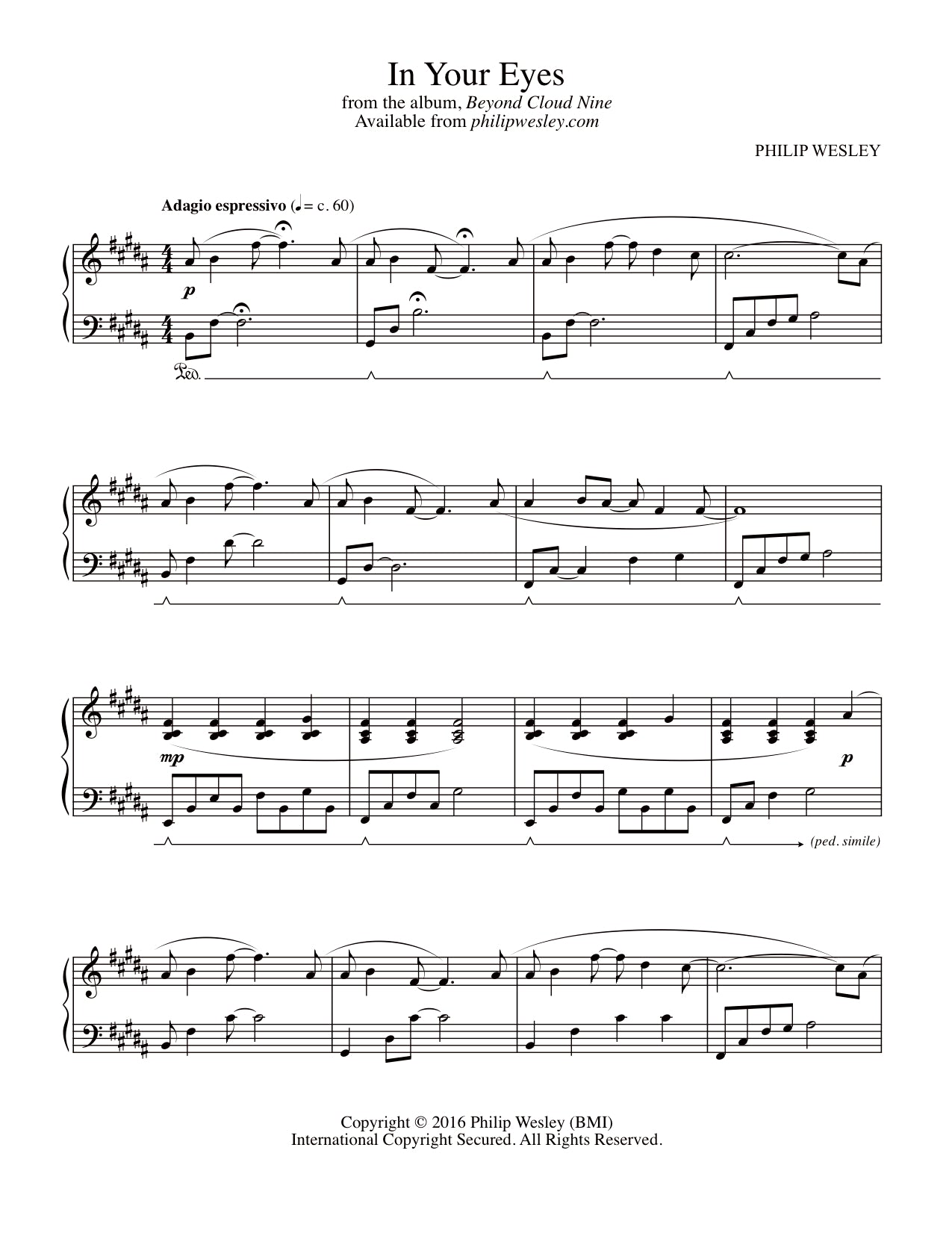 In Your Eyes - Beyond Cloud Nine - Sheet Music