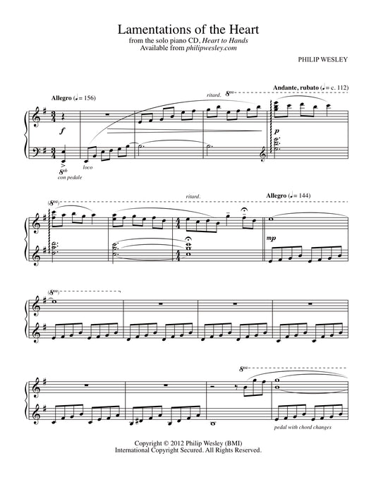 Lamentations of the Heart - Heart to Hands - Sheet Music