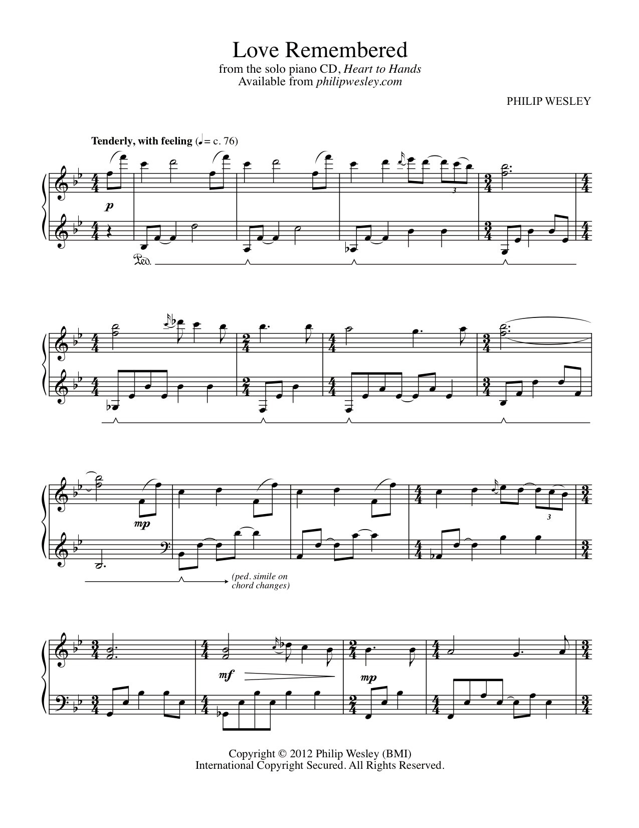 Love Remembered - Heart to Hands - Sheet Music