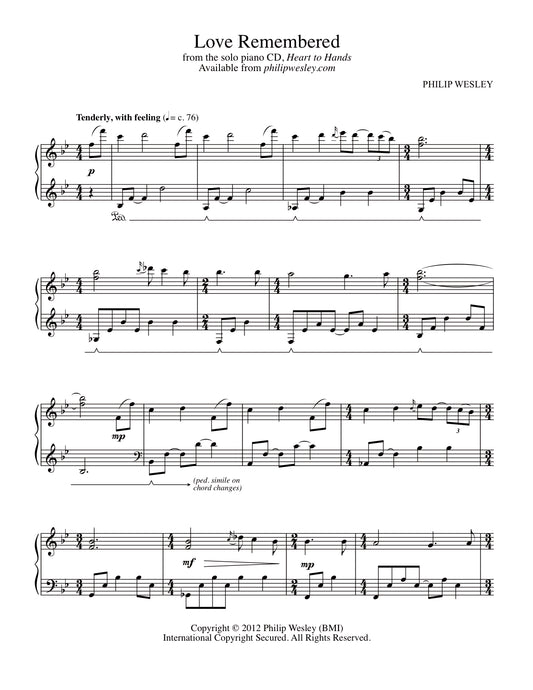 Love Remembered - Heart to Hands - Sheet Music