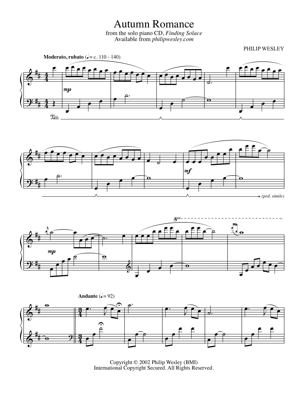 Autumn Romance - Finding Solace - Sheet Music