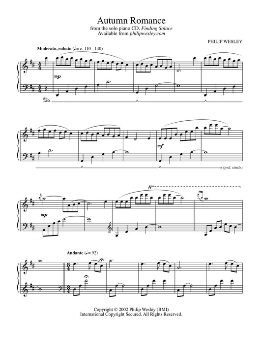 Autumn Romance - Finding Solace - Sheet Music