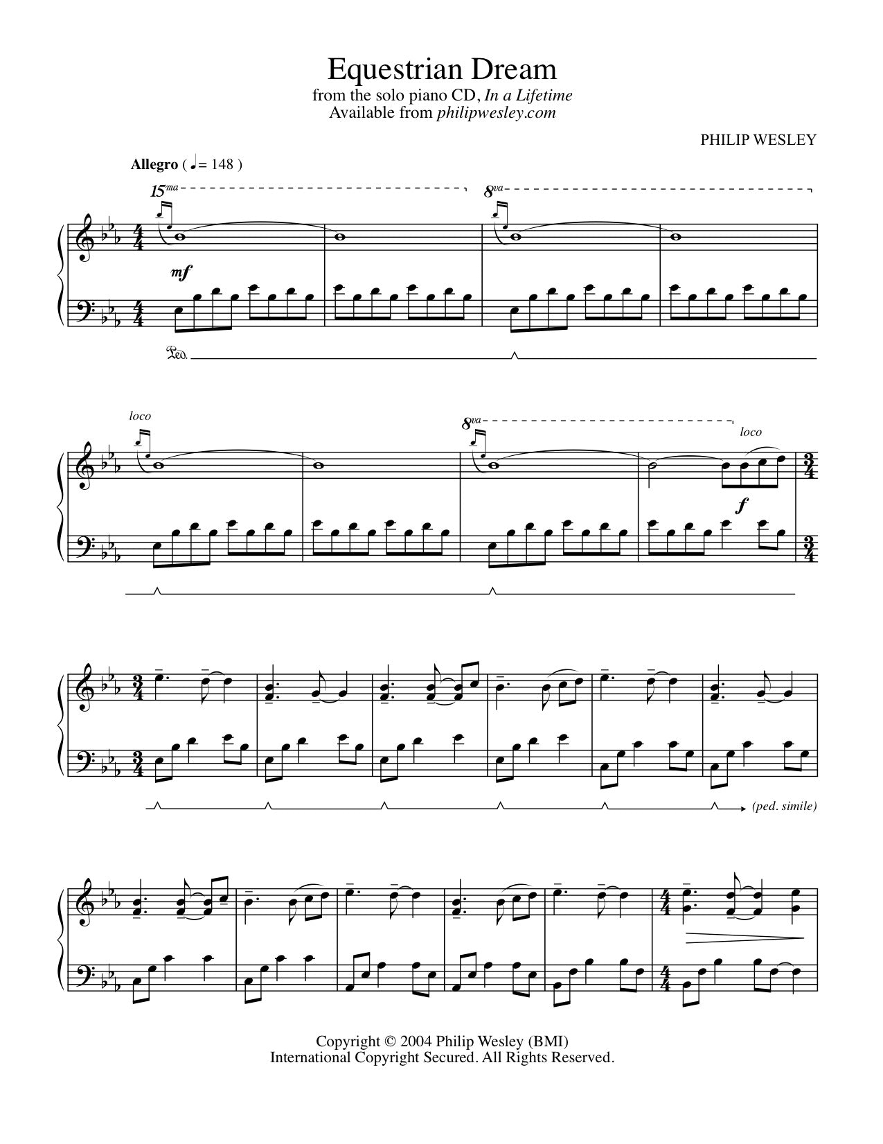 Equestrian Dream - In a Lifetime - Sheet Music