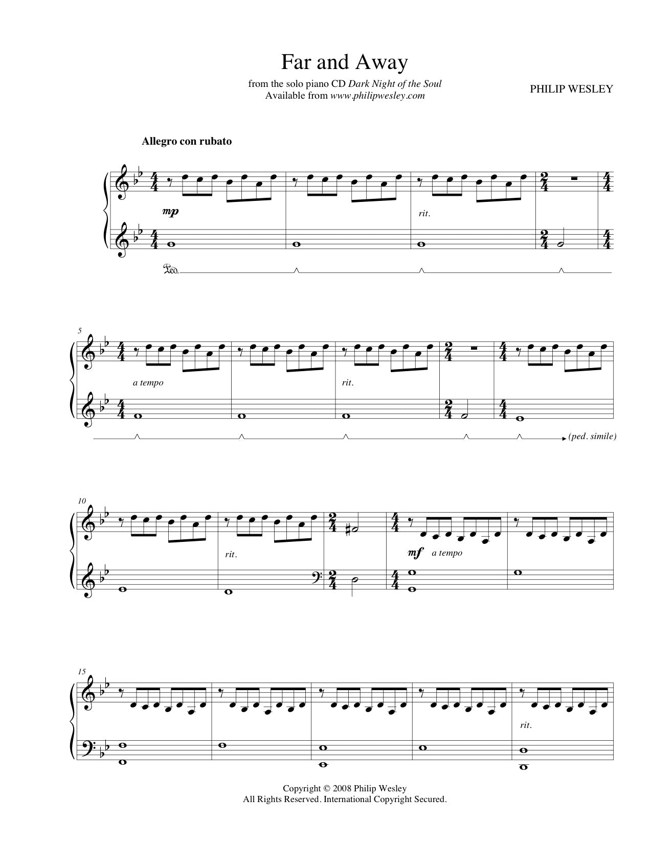 Far and Away - Dark Night of the Soul - Sheet Music