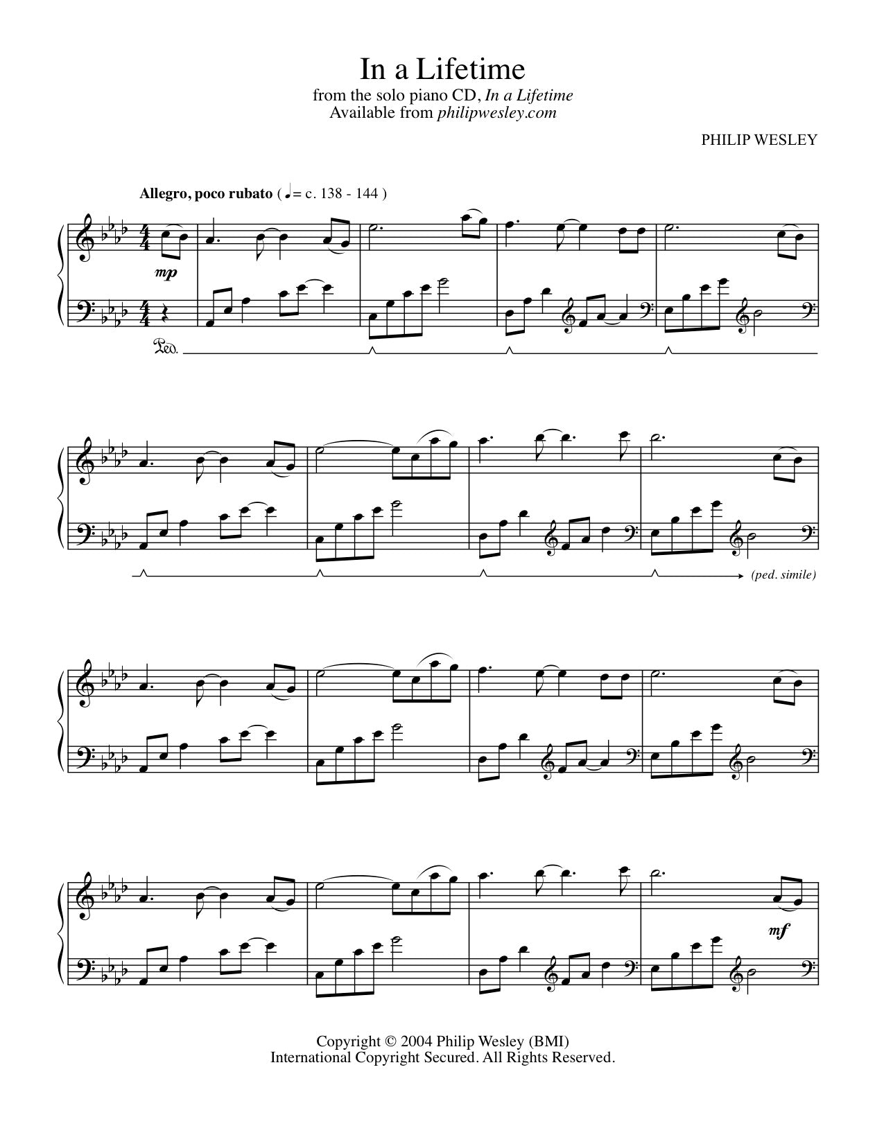 In a Lifetime - In a Lifetime - Sheet Music