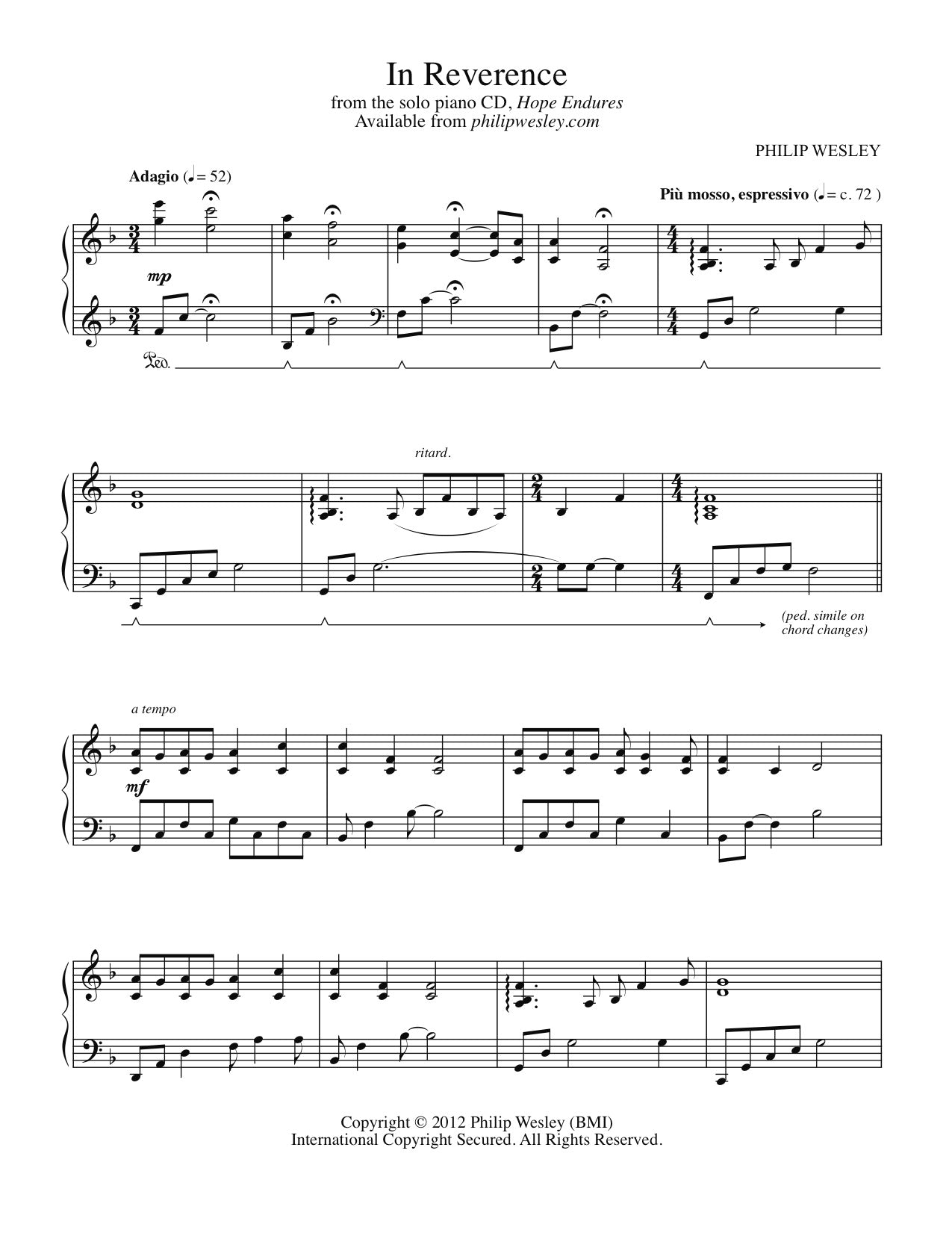 In Reverence - Hope Endures - Sheet Music