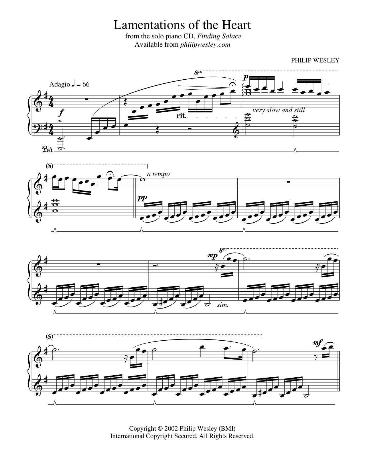 Lamentations of the Heart - Finding Solace - Sheet Music