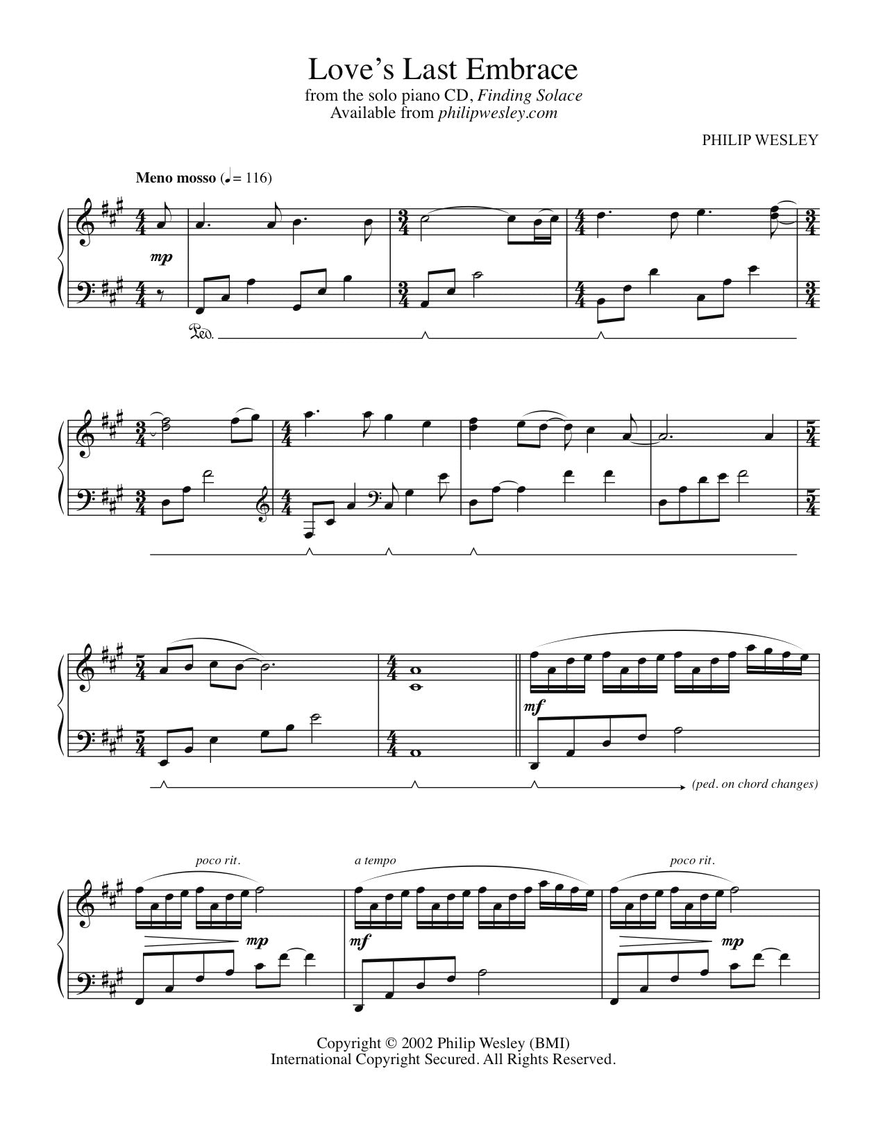 Love's Last Embrace - Finding Solace - Sheet Music