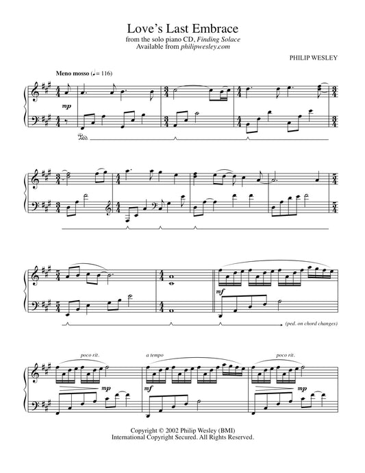 Love's Last Embrace - Finding Solace - Sheet Music