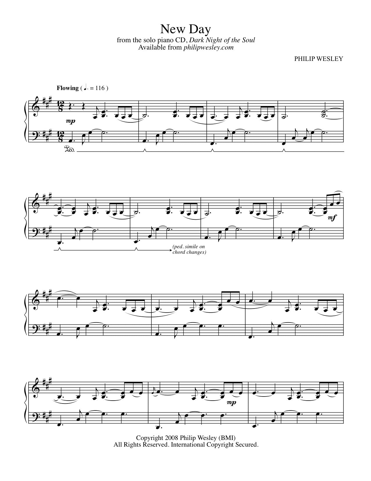 New Day - Dark Night of the Soul - Sheet Music