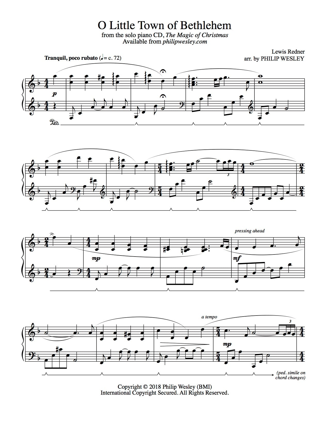 O Little Town of Bethlehem - The Magic of Christmas - Sheet Music