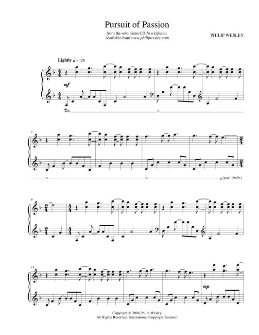 Pursuit of Passion - In a Lifetime - Sheet Music