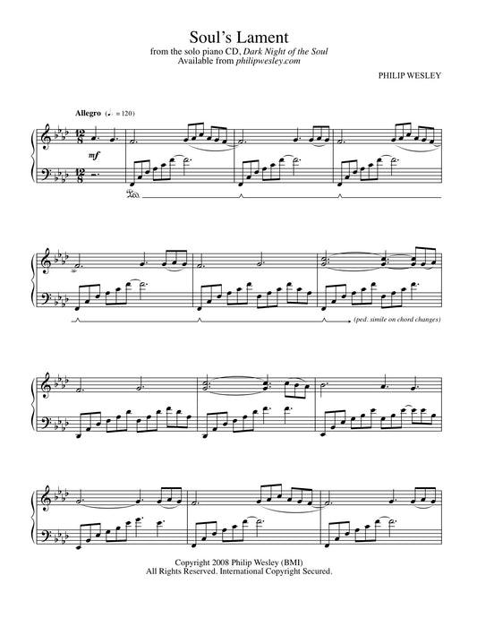 Soul's Lament - Dark Night of the Soul - Sheet Music