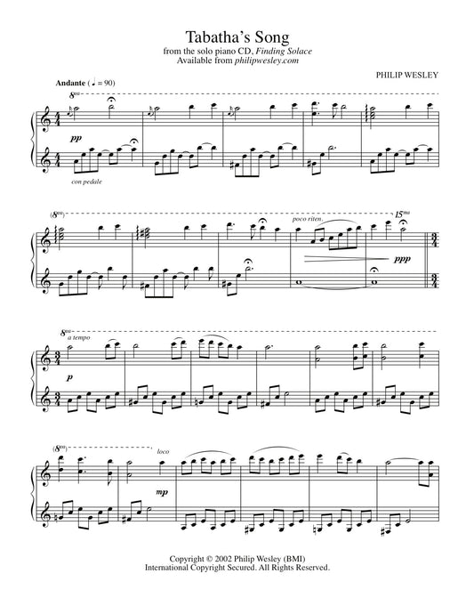 Tabatha's Song - Finding Solace - Sheet Music