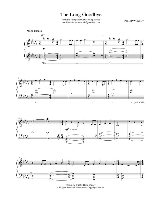 The Long Goodbye - Finding Solace - Sheet Music