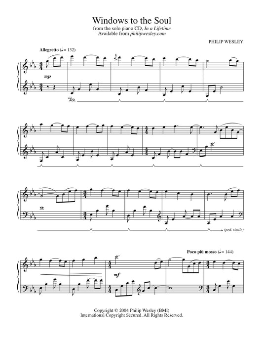 Windows to the Soul - In a Lifetime - Sheet Music