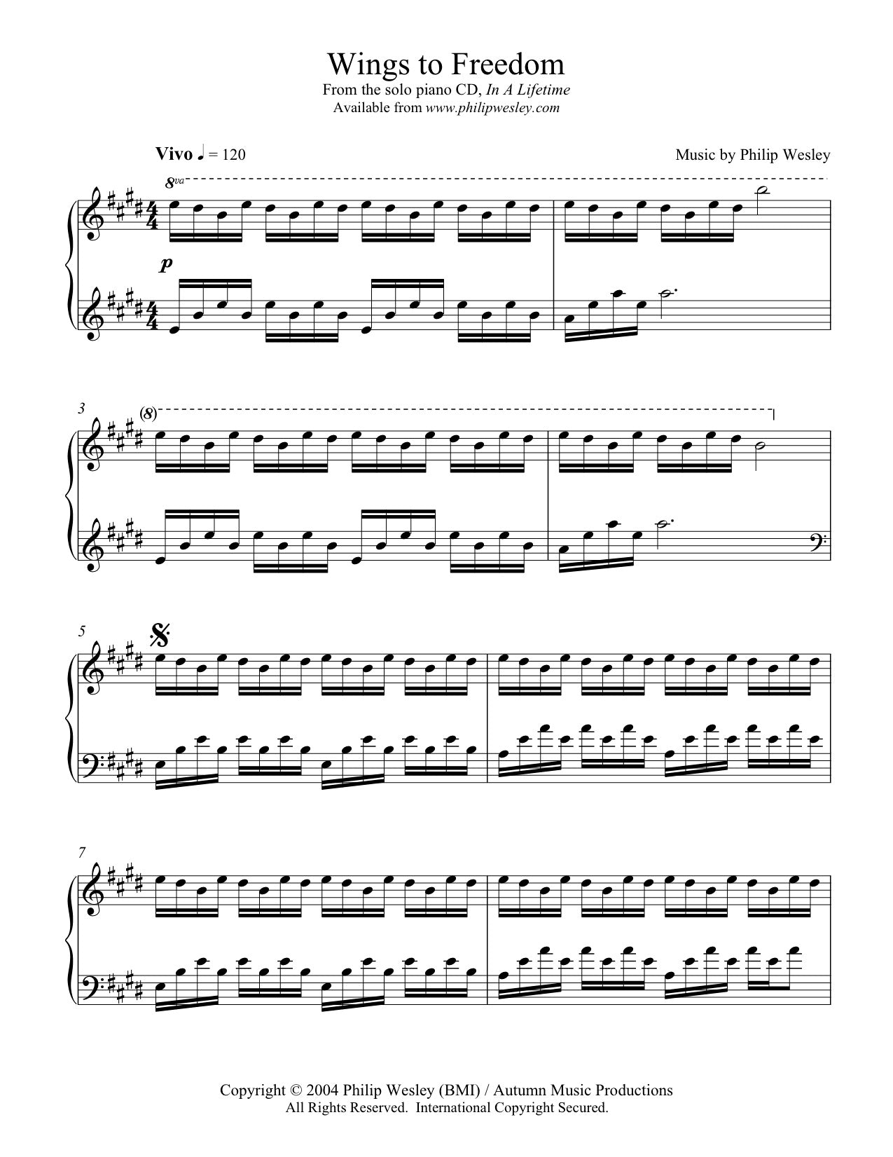 Wings to Freedom - In a Lifetime - Sheet Music