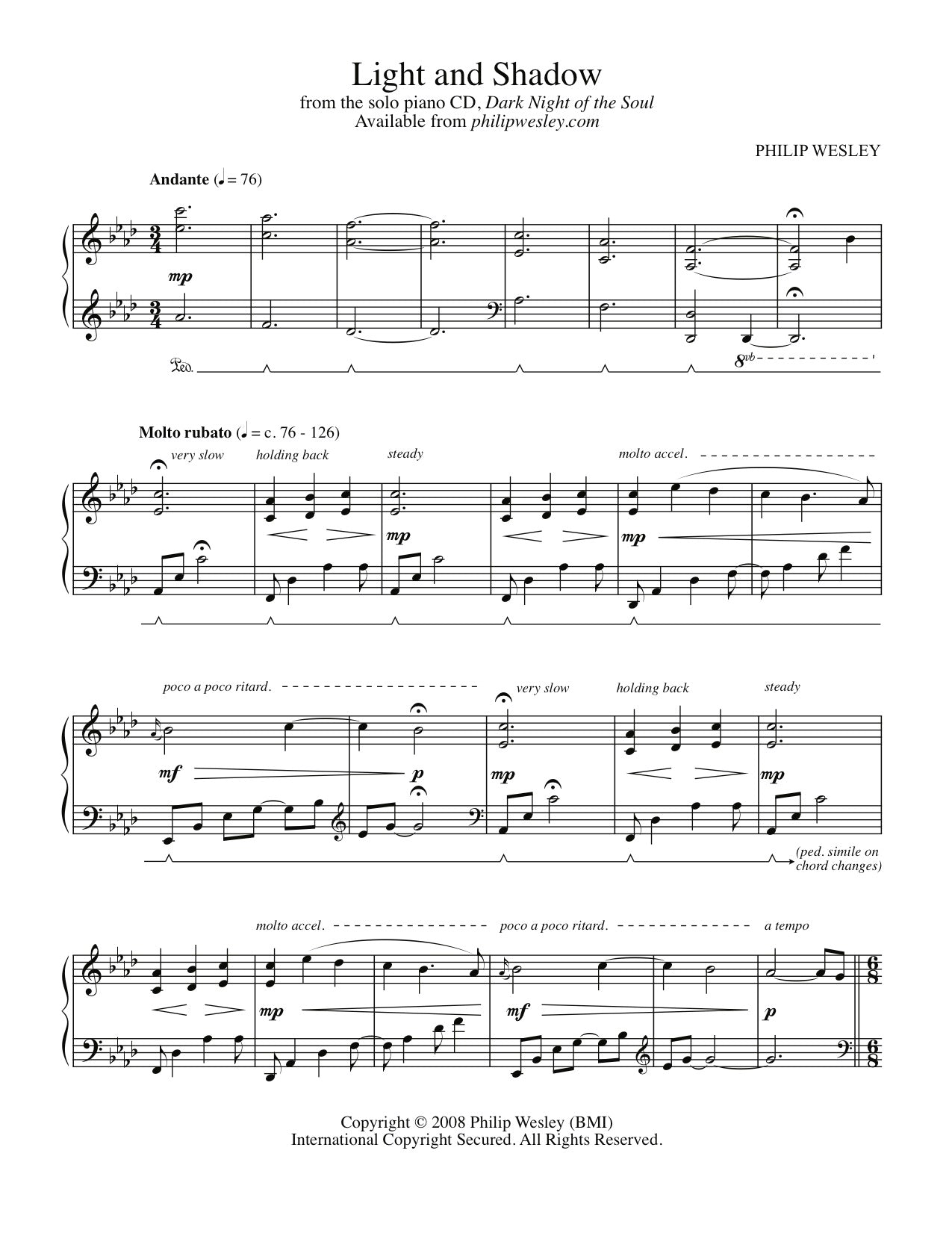 Light & Shadow - Dark Night of the Soul - Sheet Music