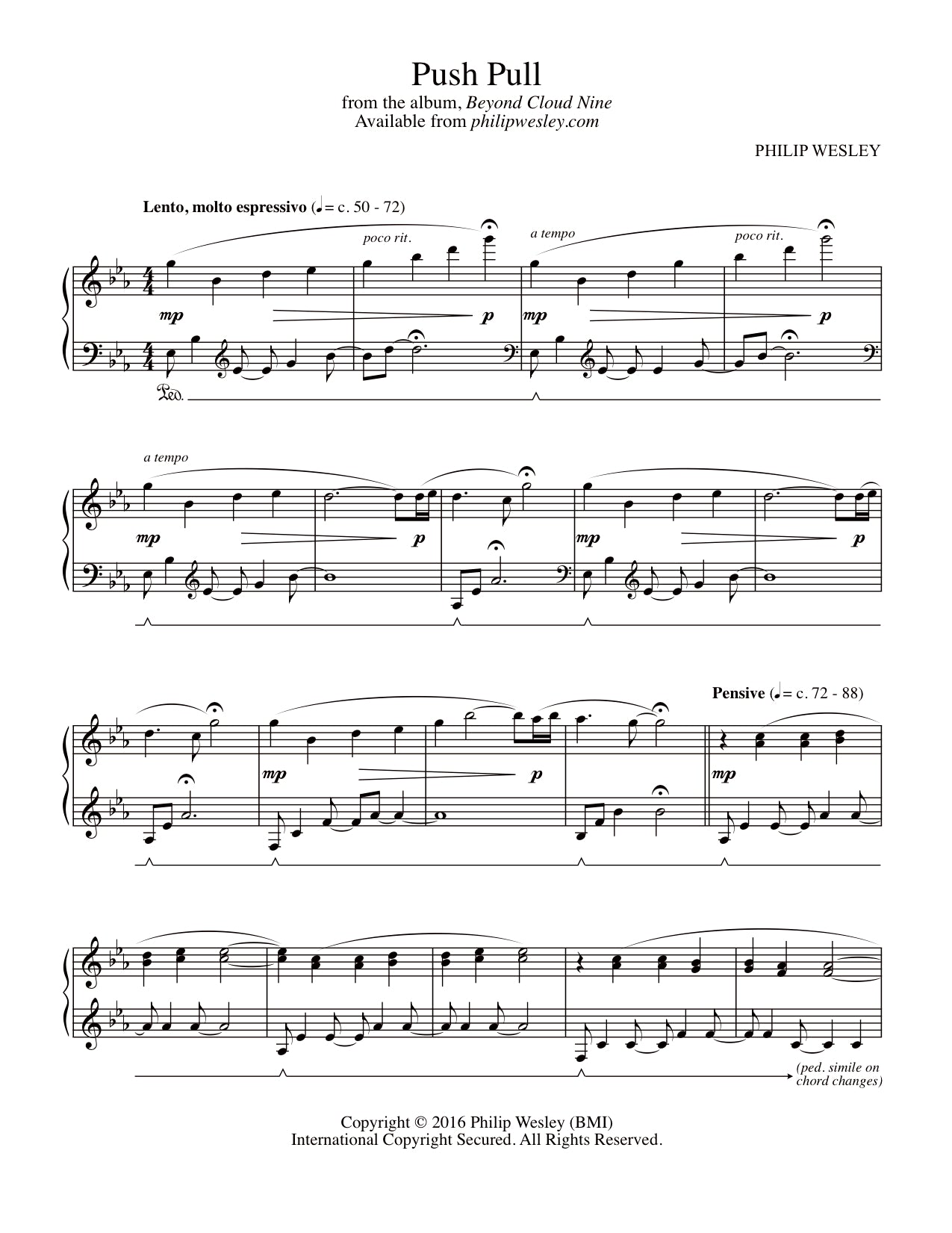 Push Pull - Beyond Cloud Nine - Sheet Music