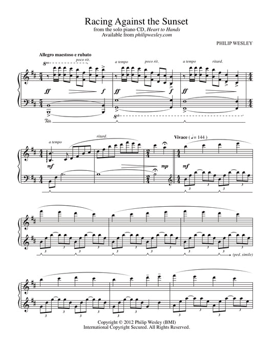 Racing Against the Sunset - Heart to Hands - Sheet Music