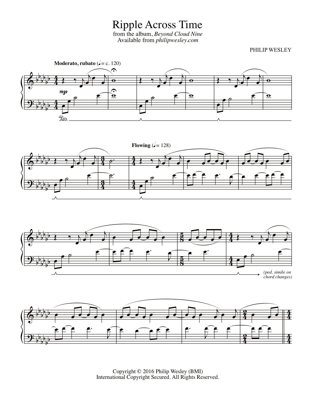 Ripple Across Time - Beyond Cloud Nine - Sheet Music