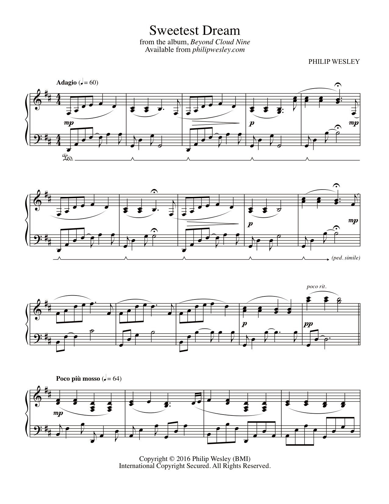 Sweetest Dream - Beyond Cloud Nine - Sheet Music