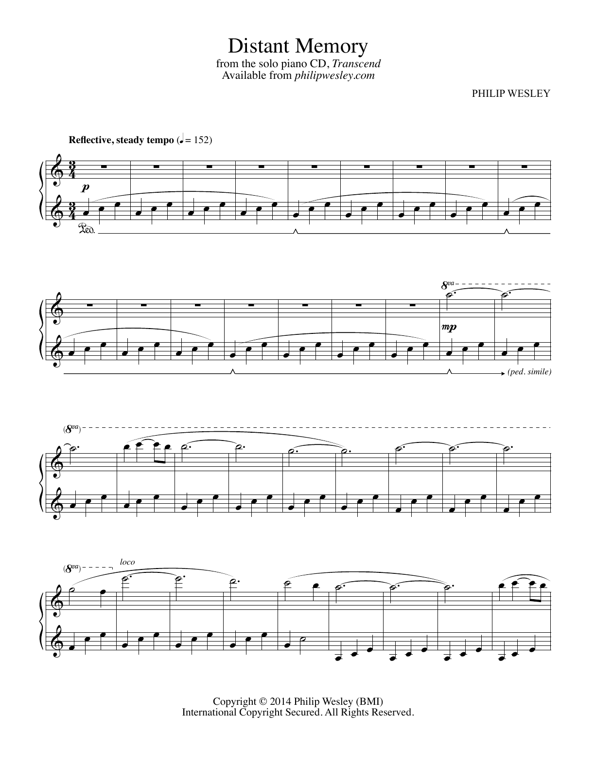 Distant Memory - Transcend - Sheet Music