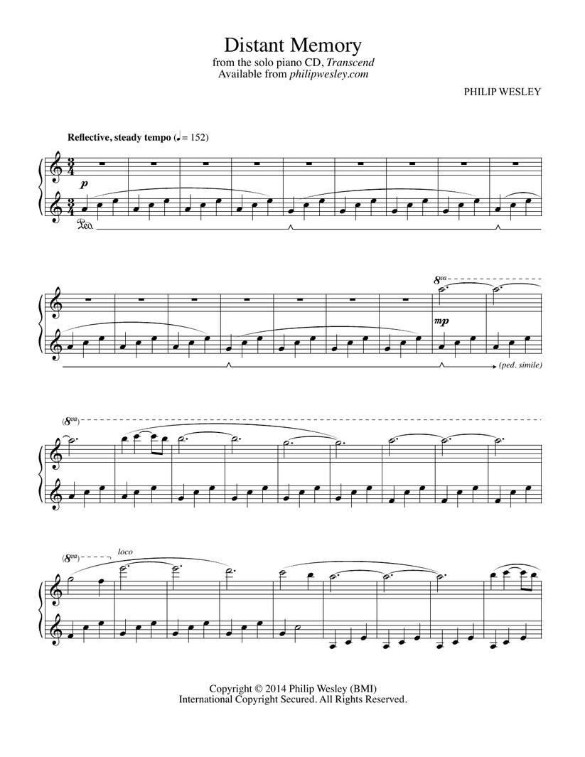 Distant Memory - Transcend - Sheet Music – philipwesley