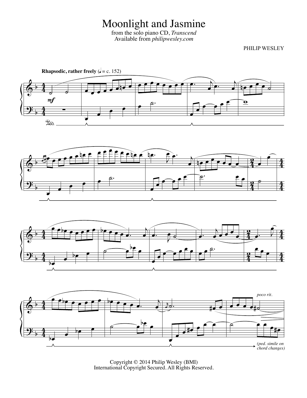 Moonlight and Jasmine - Transcend - Sheet Music