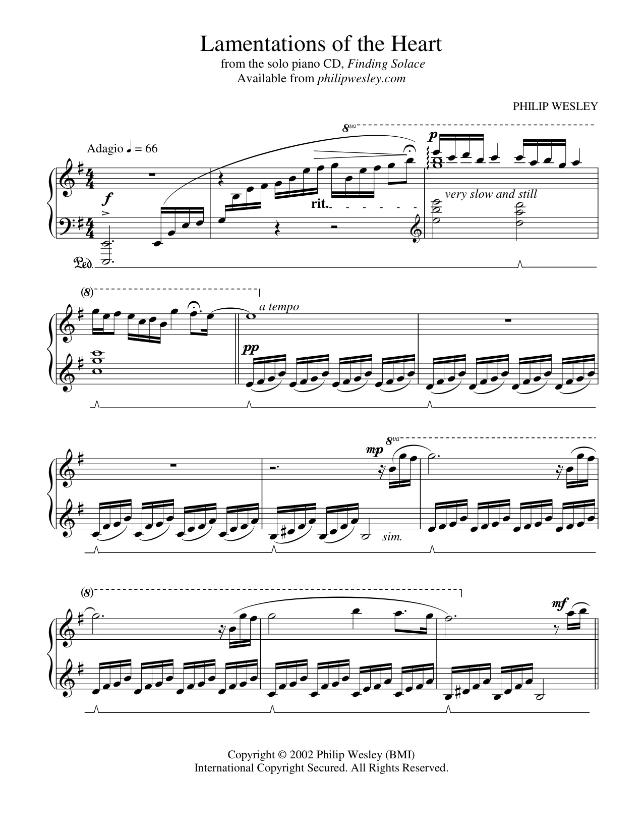 Supone soltero cultura Lamentations of the Heart - Finding Solace - Sheet Music - Philip Wesley